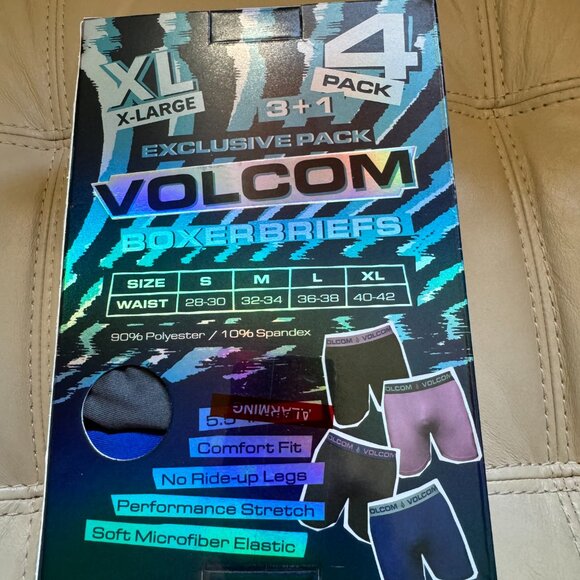 VOLCOM Men's 4 Pack Microfiber Boxer Briefs 5.5" Inseam NO Ride-Up Legs NWT - Picture 4 of 4